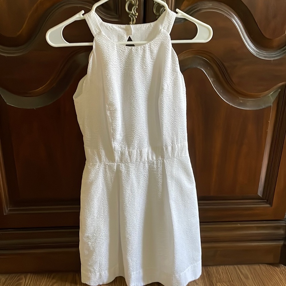 Lauren James white high neck scalloped dress